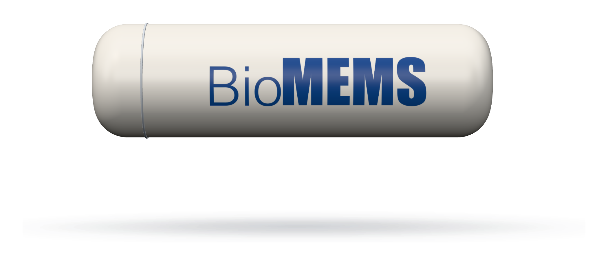 The same BioMEMS cartridge used for every application, lying level with its wordmark facing the viewer.